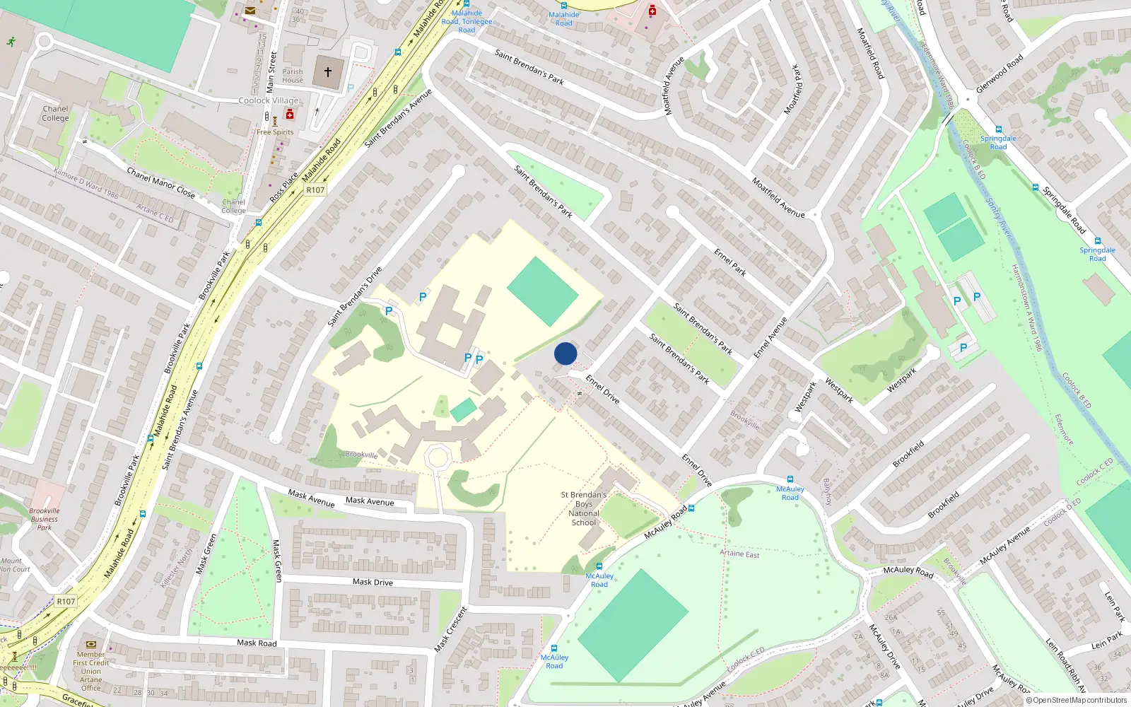 Overhead map showing the location of 49 Ennel Drive, Dublin 5