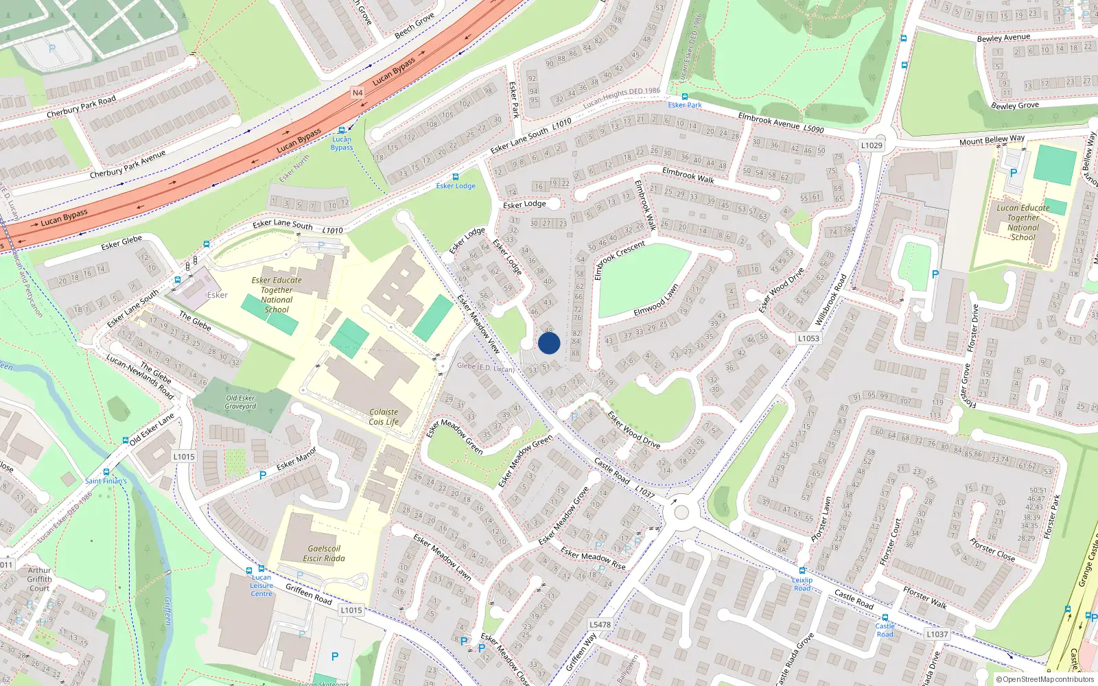 Overhead map showing the location of 49 Esker Lodge, Lucan