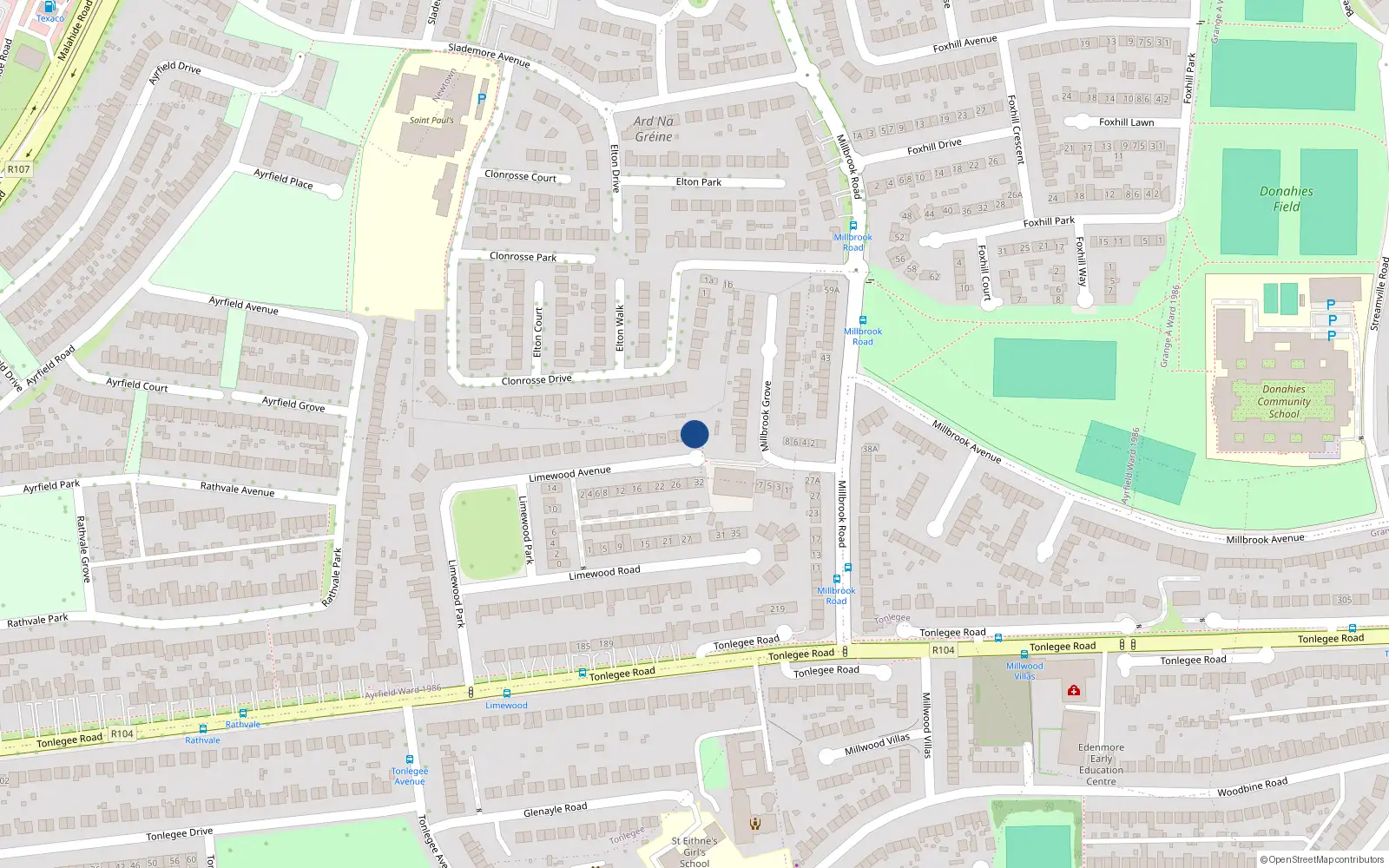 Overhead map showing the location of 49 Limewood Avenue, Dublin 5