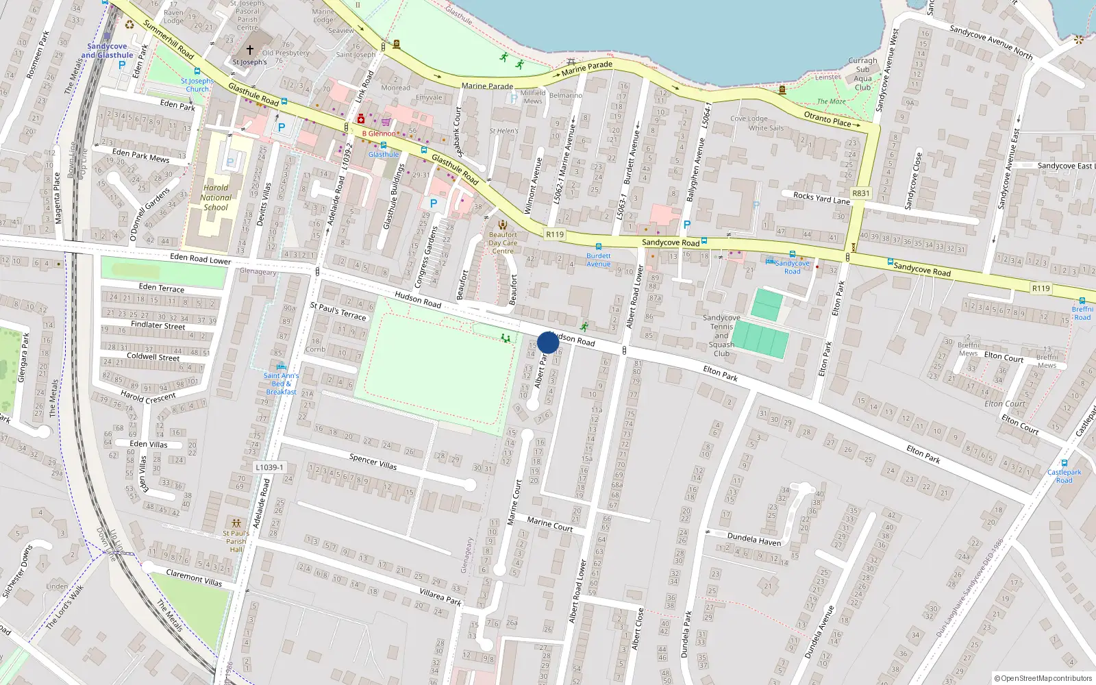 Overhead map showing the location of 49 Albert Park, Dublin
