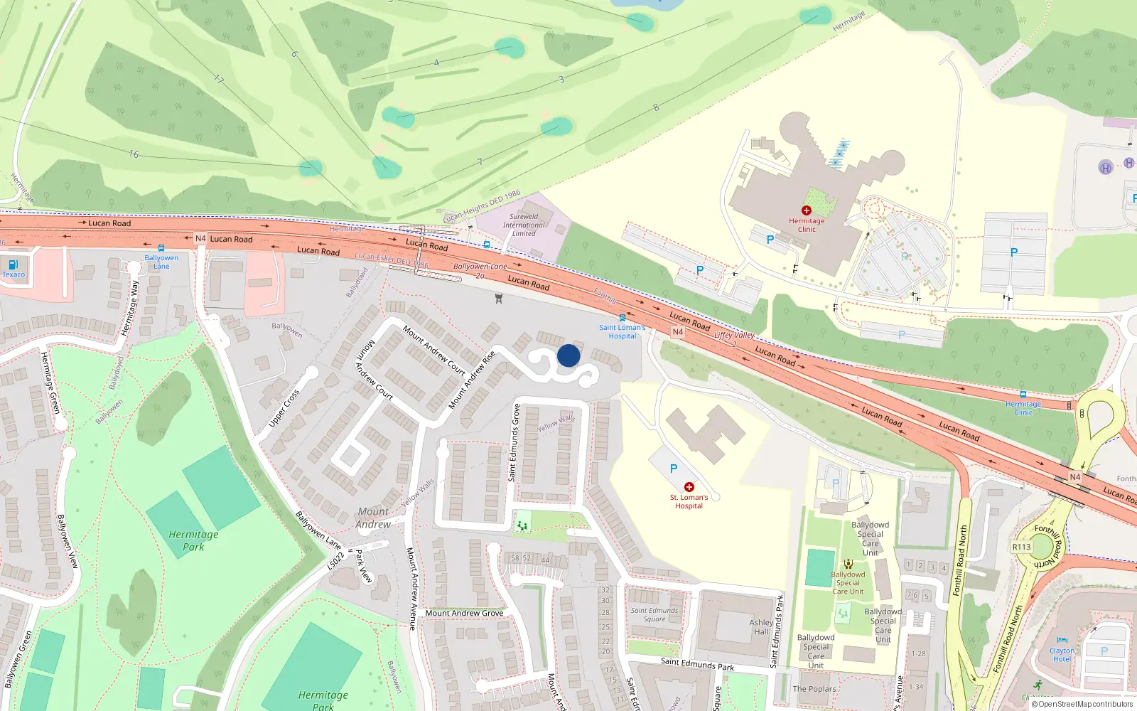 Overhead map showing the location of 49 Mount Andrew Rise, Lucan, Dublin