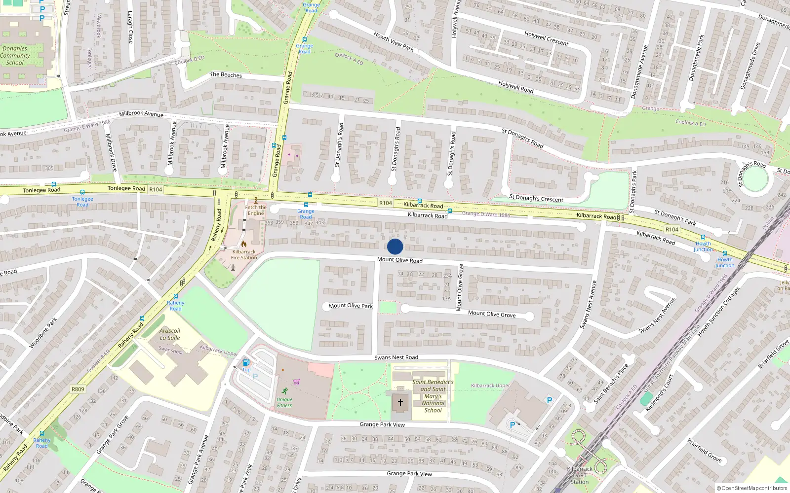 Overhead map showing the location of 49 Mount Olive Road, Dublin 5