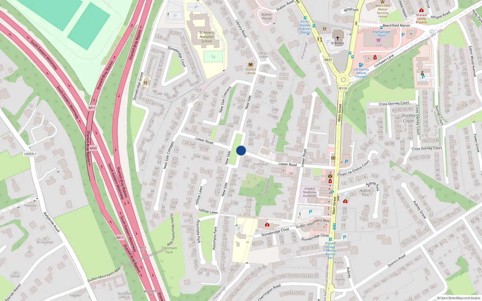Overhead map showing the location of 49 New Vale, Co Dublin