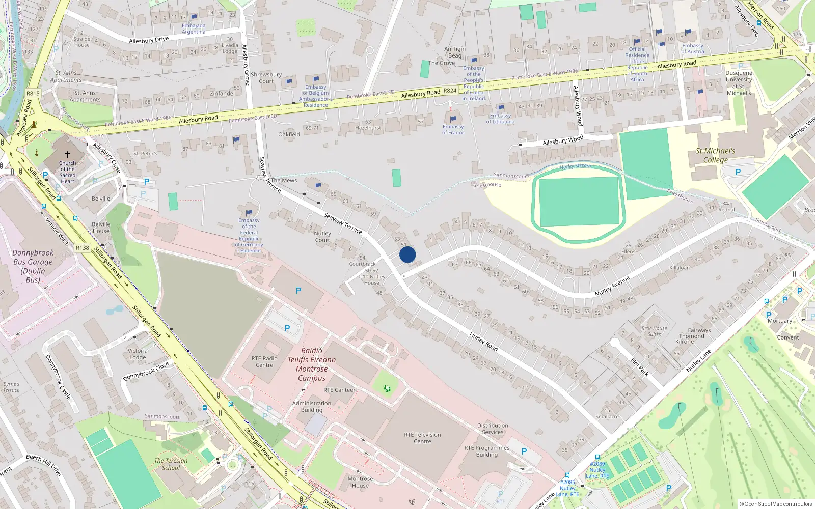 Overhead map showing the location of 49 Nutley Road, Priesthouse
