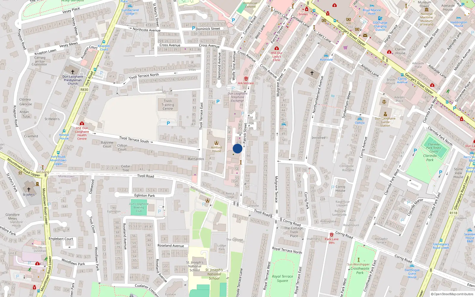 Overhead map showing the location of 49 Patrick Street, Dublin