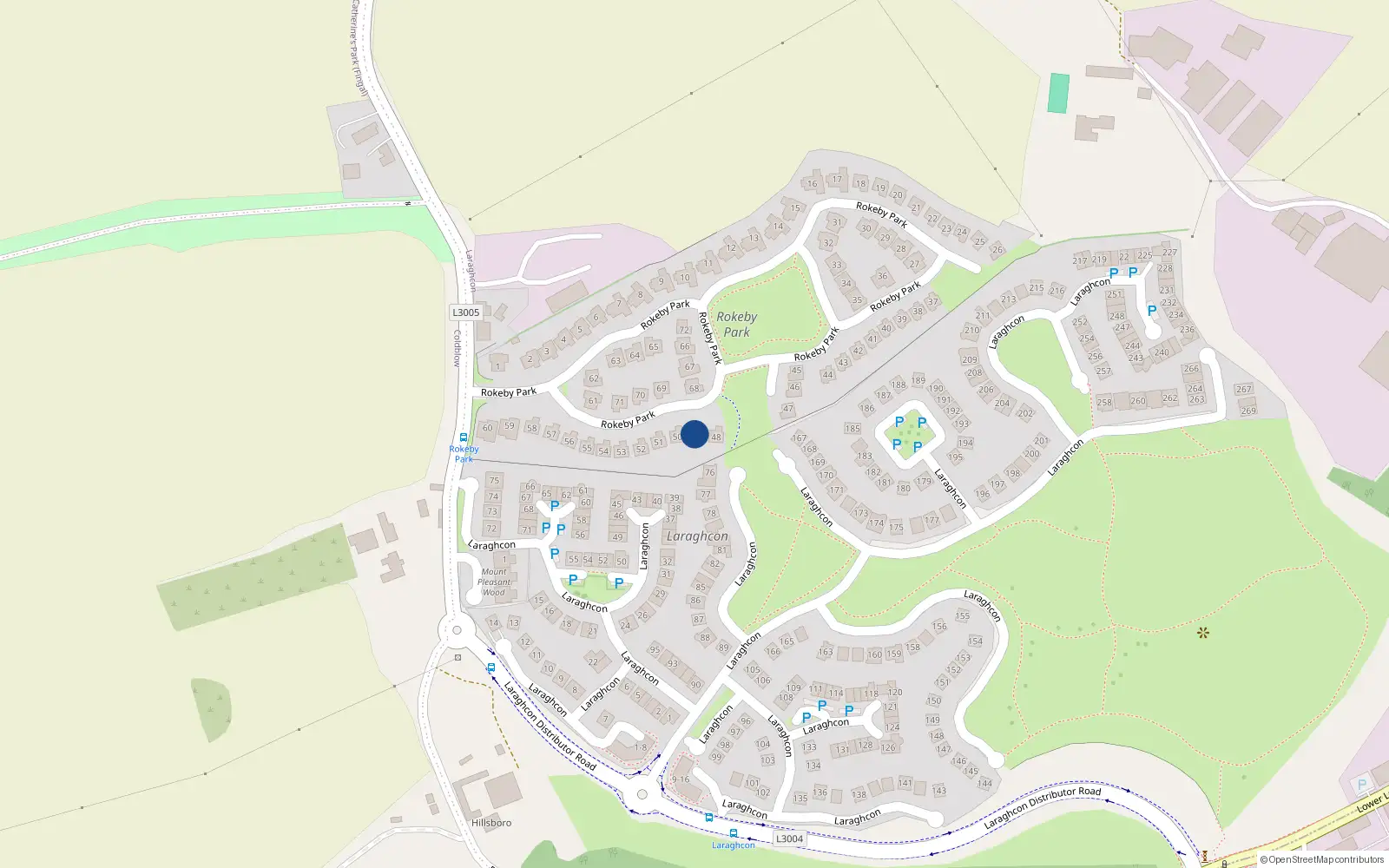 Overhead map showing the location of 49 Rokeby Park, Lucan