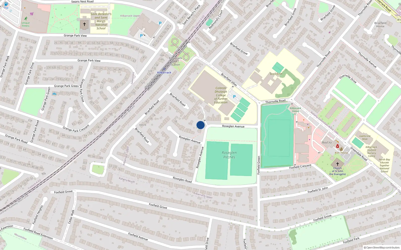 Overhead map showing the location of 49 Roseglen Avenue, Dublin 5