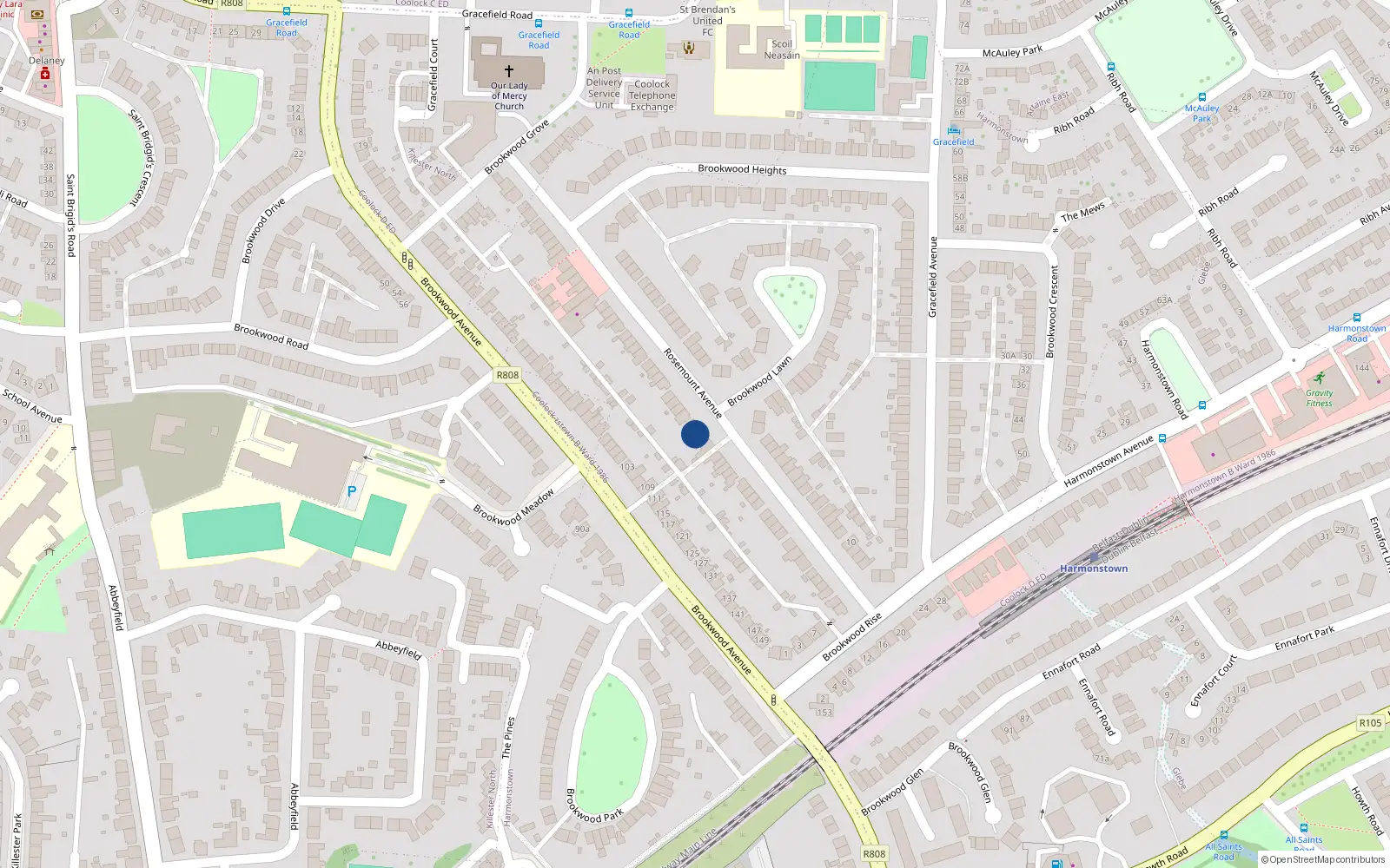 Overhead map showing the location of 49 Rosemount Avenue, Dublin 5