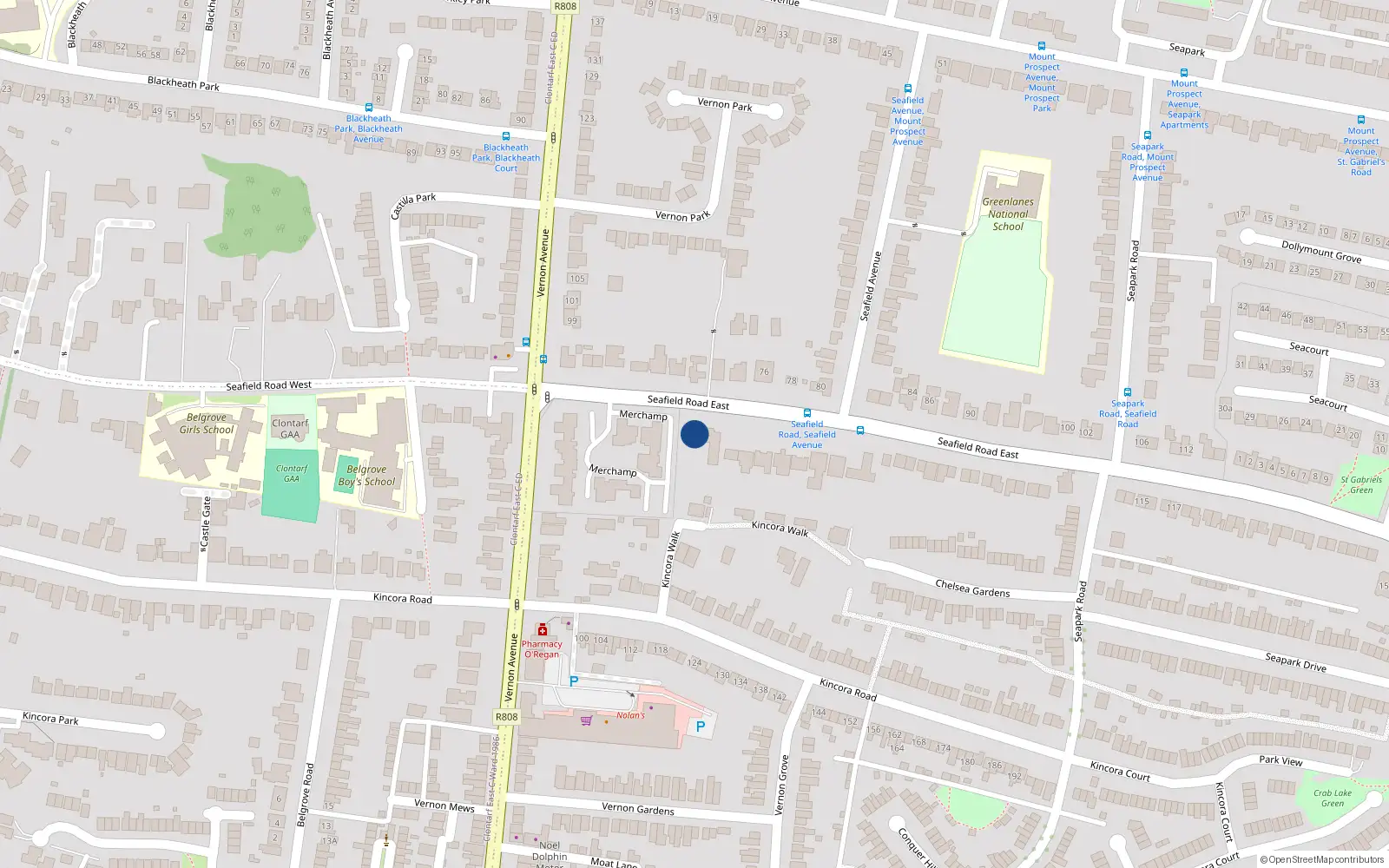 Overhead map showing the location of 49 Seafield Road East, Dublin 3