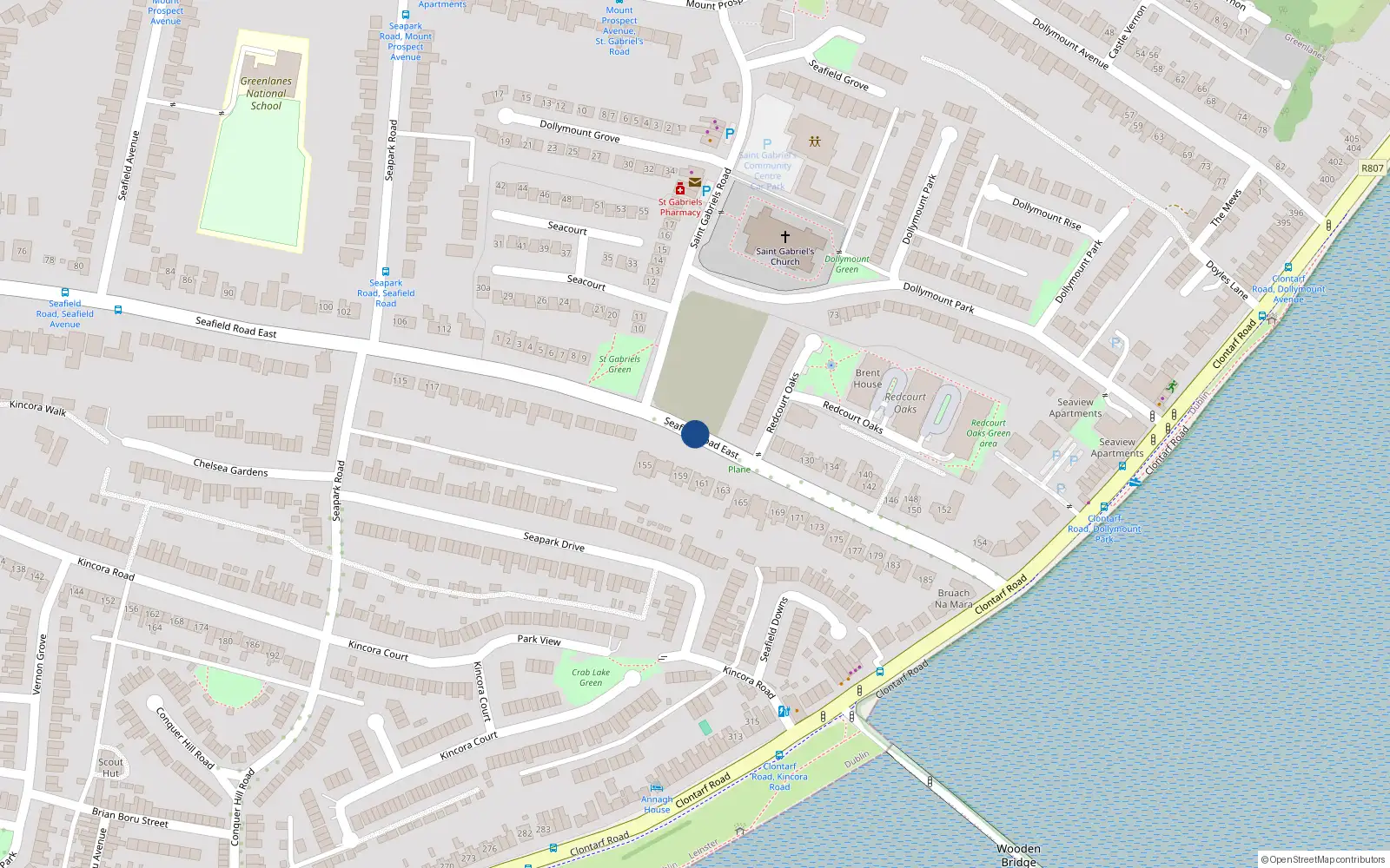 Overhead map showing the location of 49 Seafield Road East, Dublin