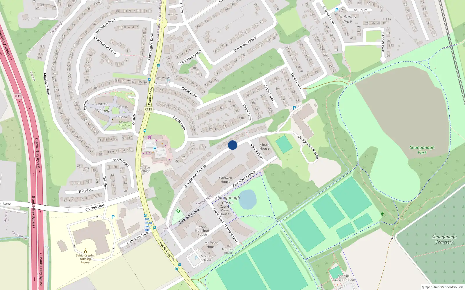 Overhead map showing the location of 49 Shanganagh Avenue, Dublin 18