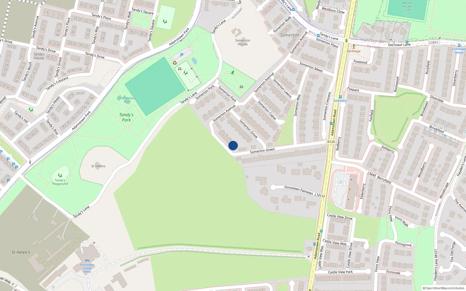 Overhead map showing the location of 49 Somerton Avenue, Finnstown