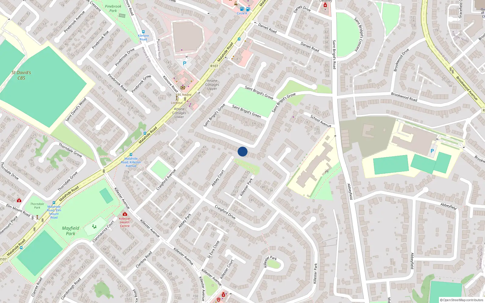 Overhead map showing the location of 49 Saint Brigid's Grove, Dublin 5