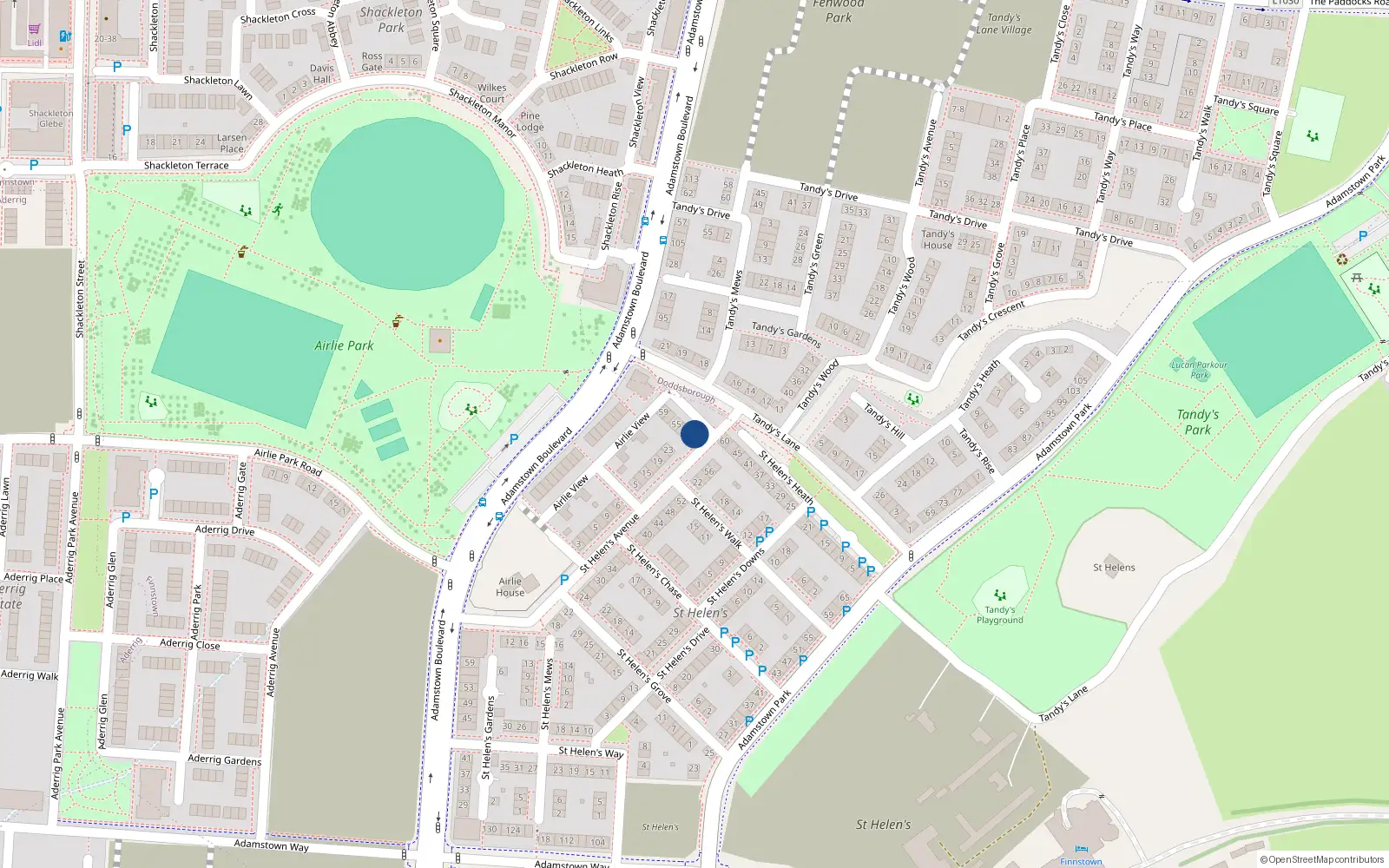 Overhead map showing the location of 49 Saint Helen's Heath, Lucan