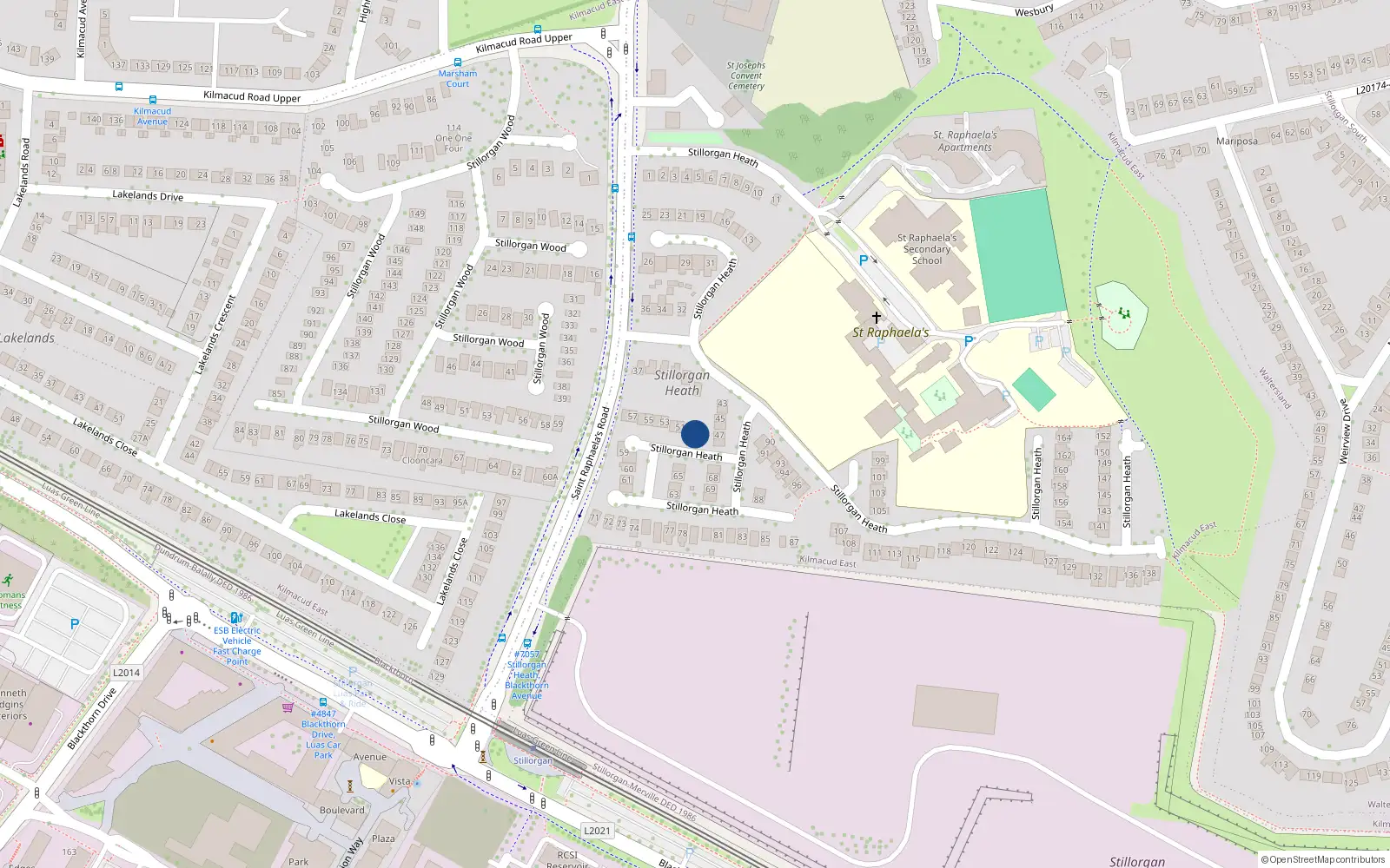 Overhead map showing the location of 49 Stillorgan Heath, Stillorgan, Dublin