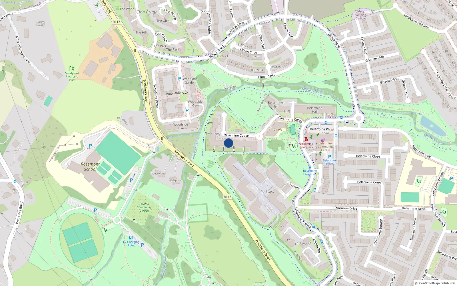 Overhead map showing the location of 49 the Belfry, Enniskerry Road, Stepaside