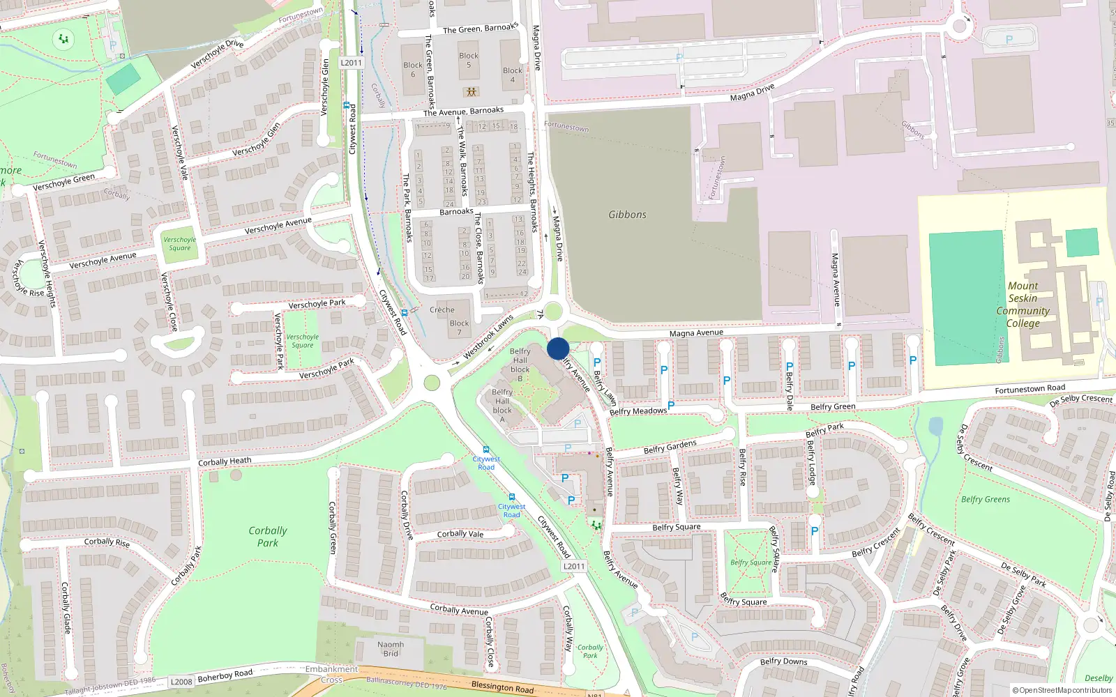 Overhead map showing the location of 49 the Sqaure, Citywest Road, Citywest