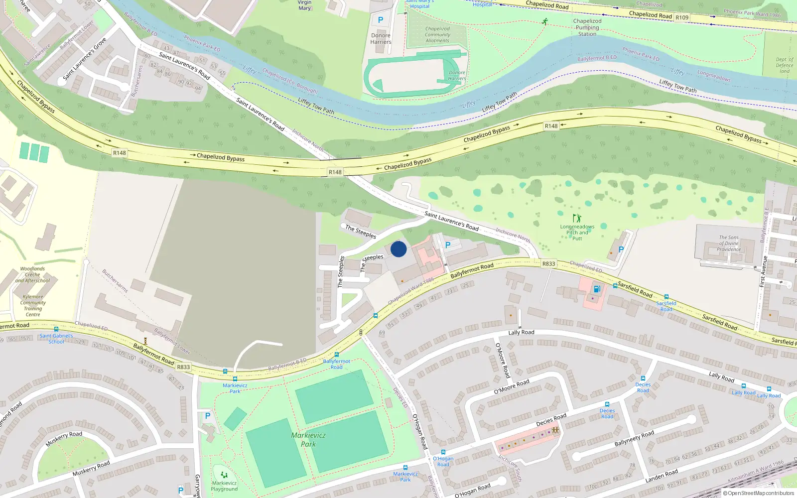 Overhead map showing the location of 49 The Steeples, Dublin 5