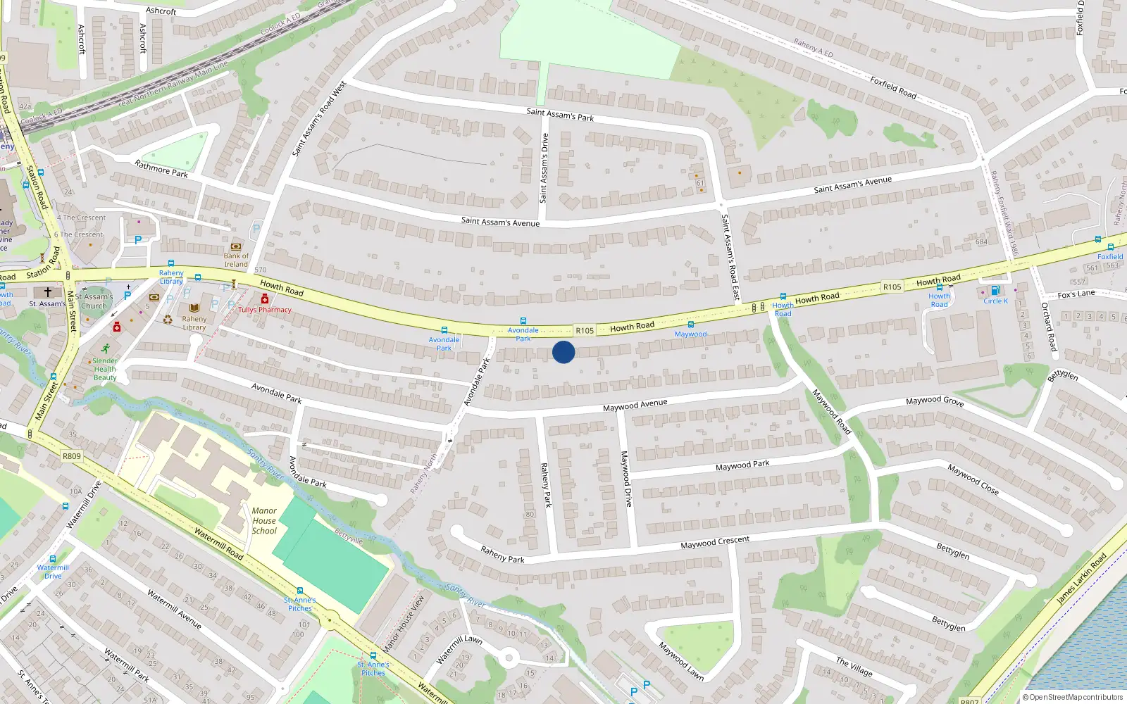 Overhead map showing the location of 495 Howth Road, Dublin 5