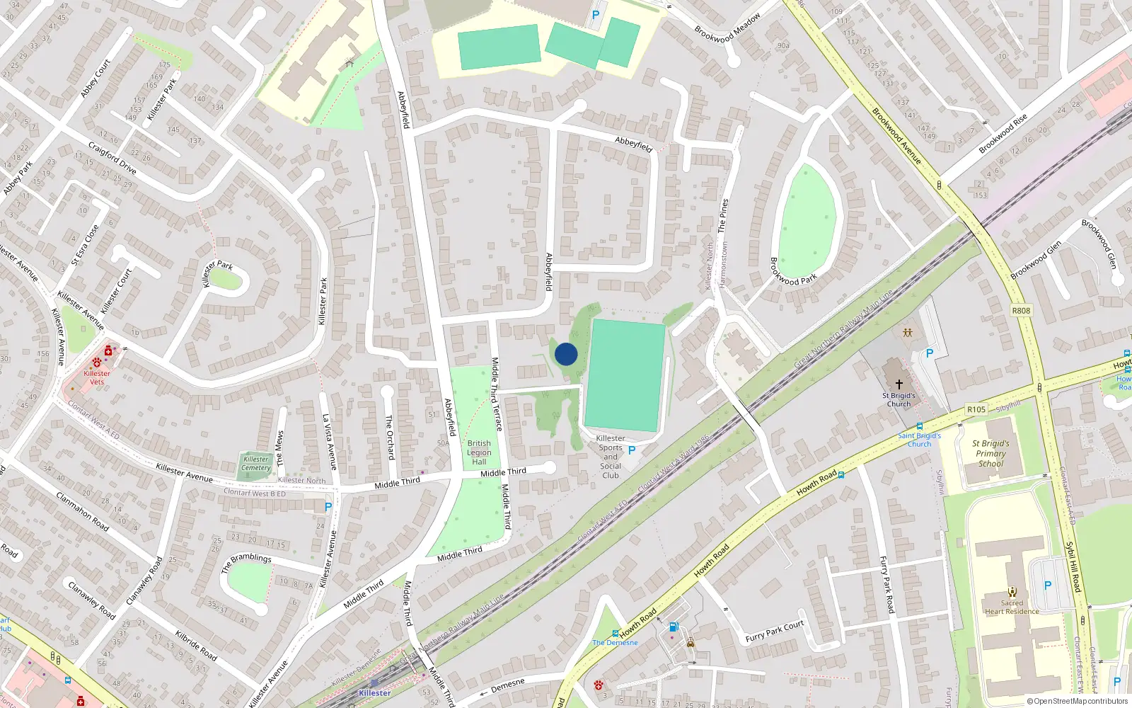 Overhead map showing the location of 49A Abbeyfield, Dublin 5