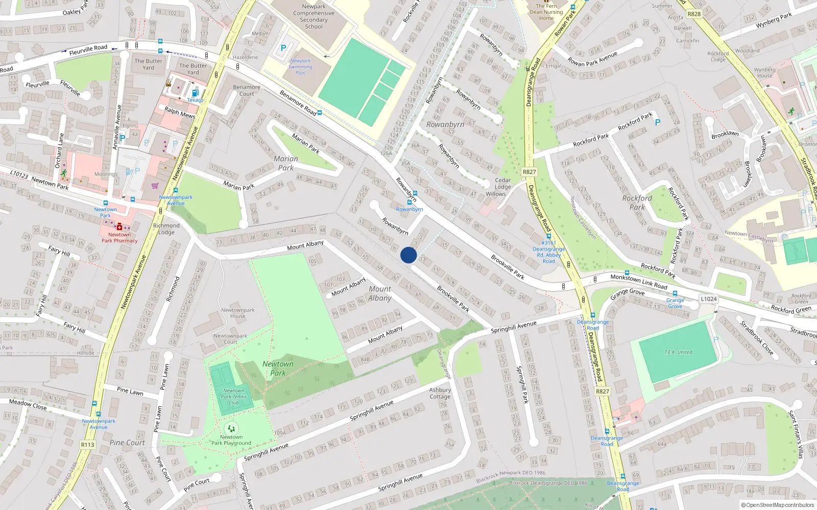 Overhead map showing the location of 4A Rowanbyrn, Blackrock