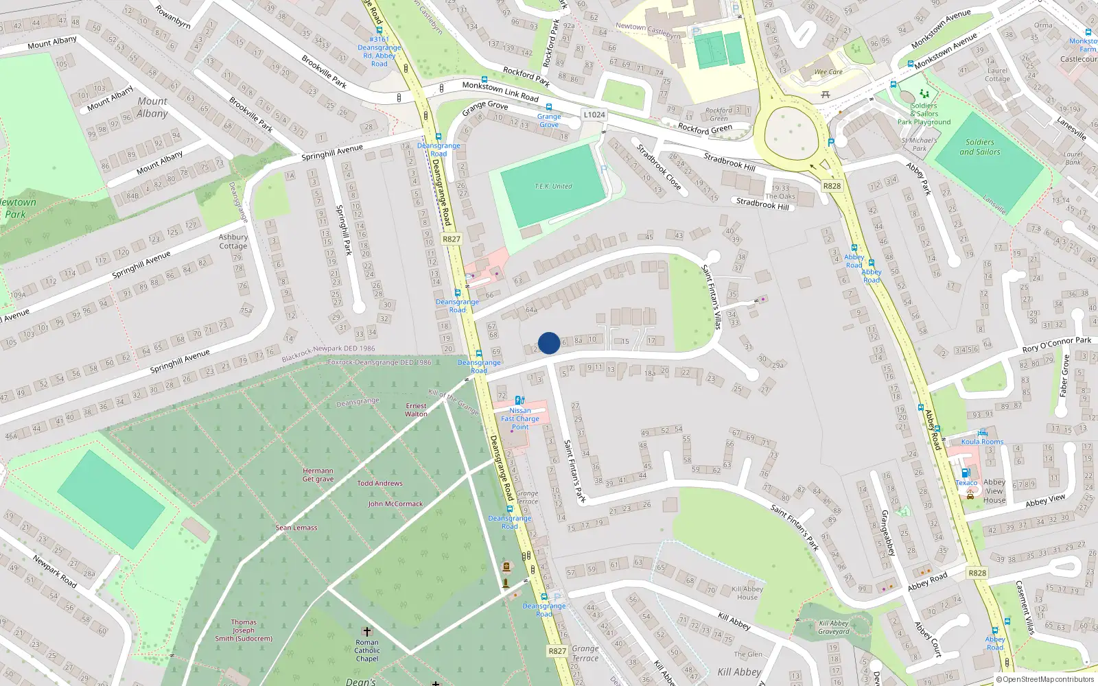 Overhead map showing the location of 4A Saint Fintan's Villas, Blackrock