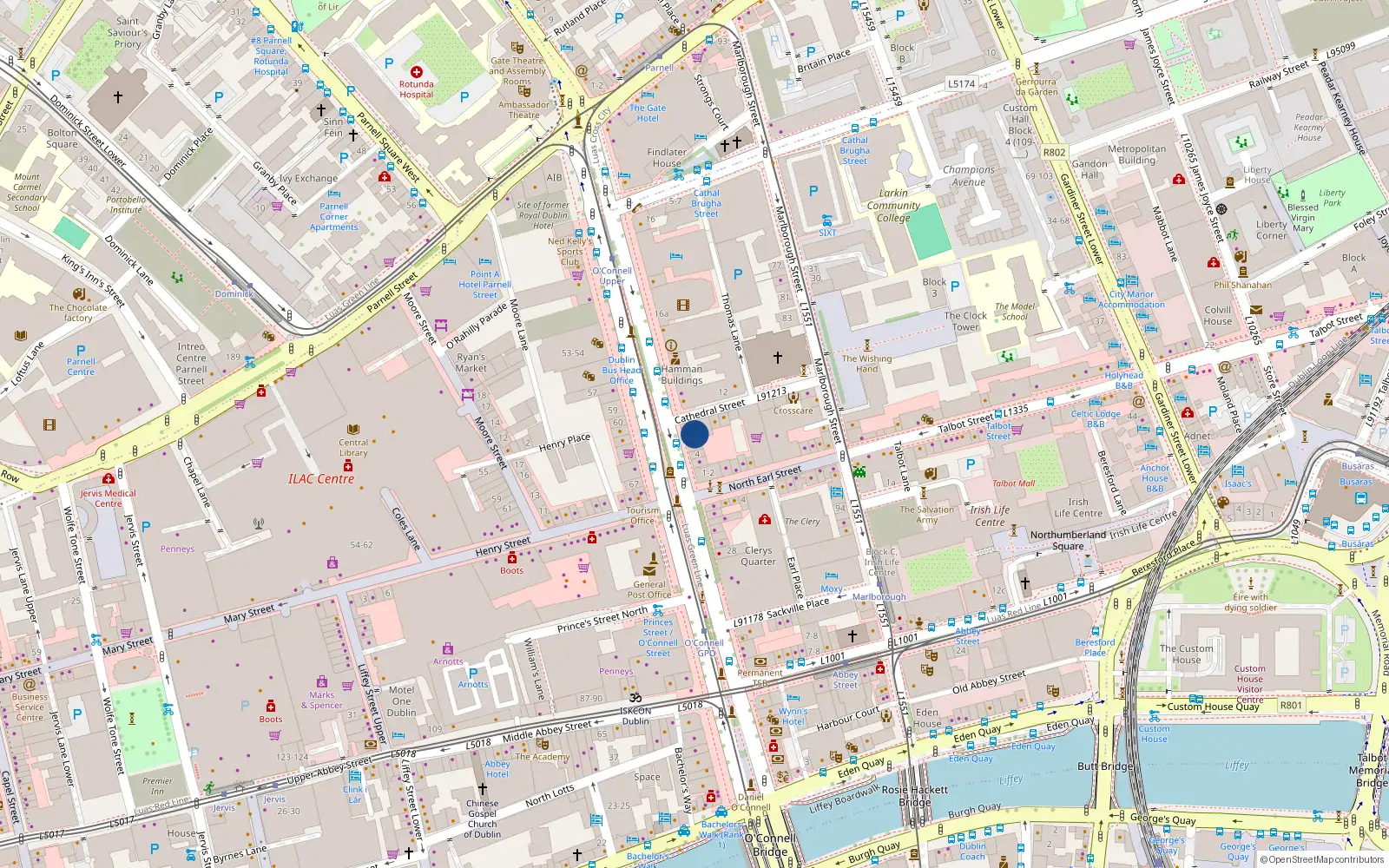 Overhead map showing the location of 4th Floor, 8 O'Connell Street Upper, Dublin 1