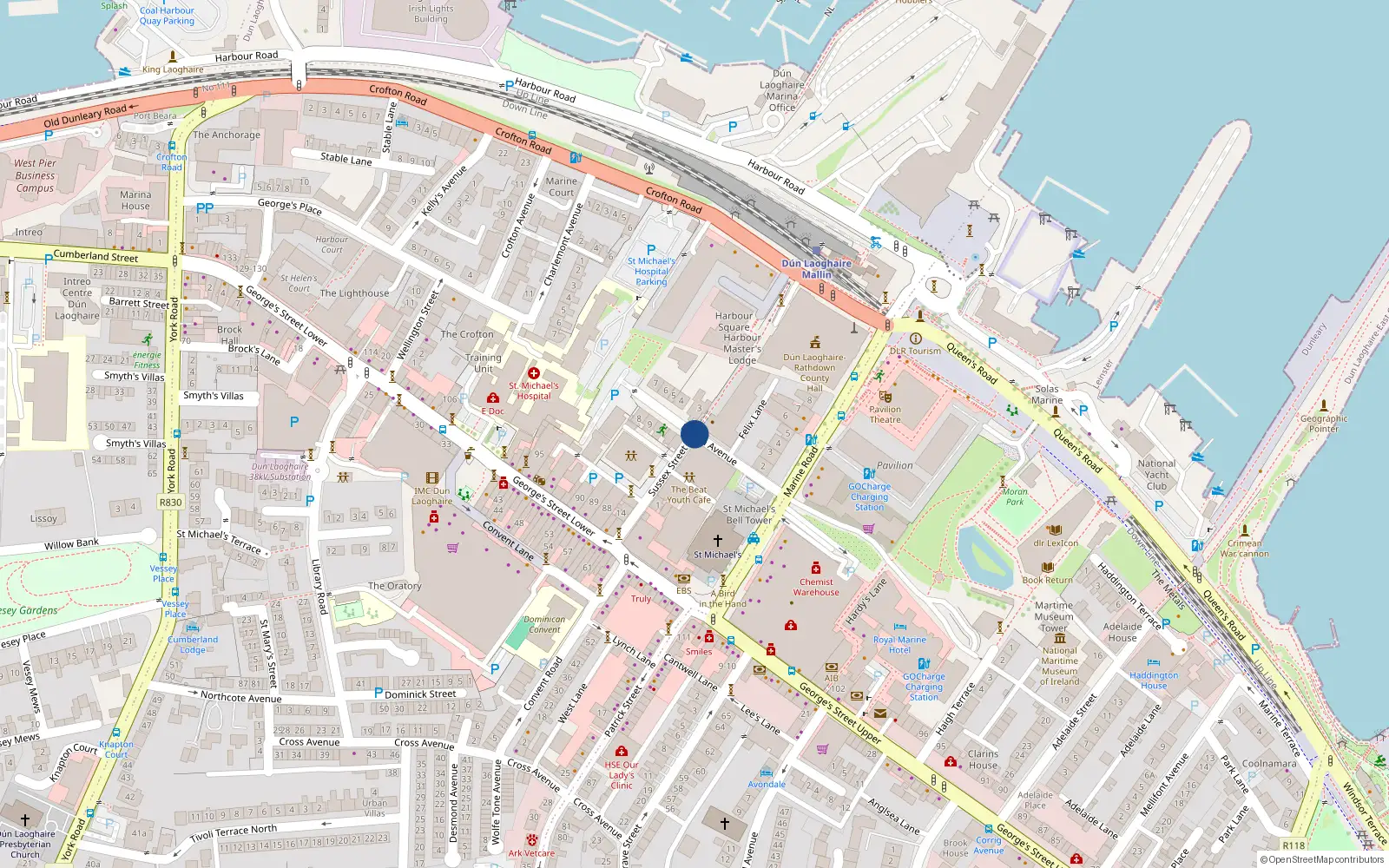 Overhead map showing the location of 7 Eblana Avenue, Dublin