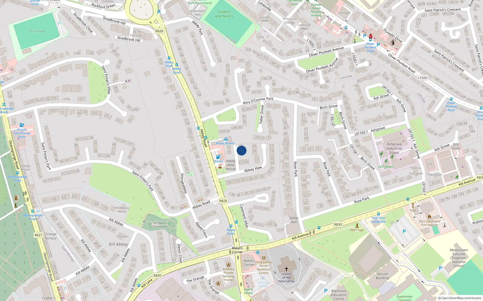 Overhead map showing the location of 5 Abbey View Lodge, Monkstown