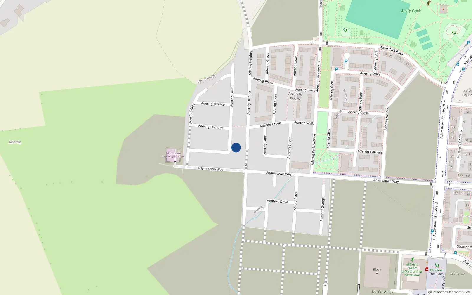 Overhead map showing the location of 5 Aderrig Farm, Lucan