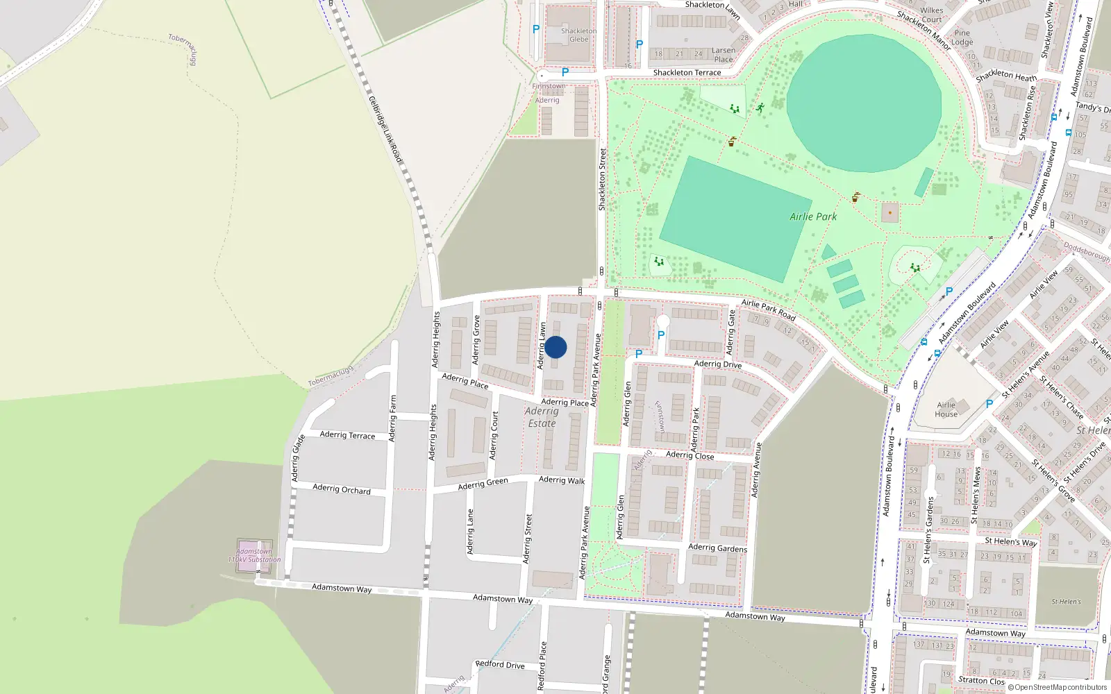 Overhead map showing the location of 5 Aderrig Lawn, Lucan