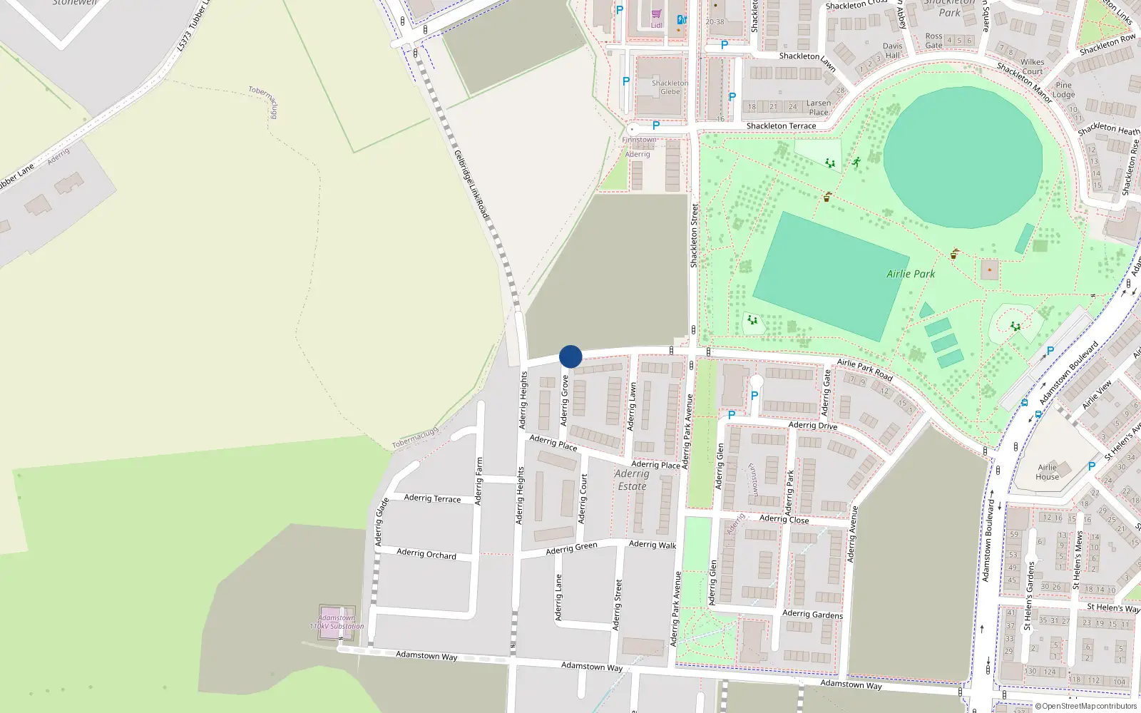 Overhead map showing the location of 5 Airlie Park Road West, Lucan