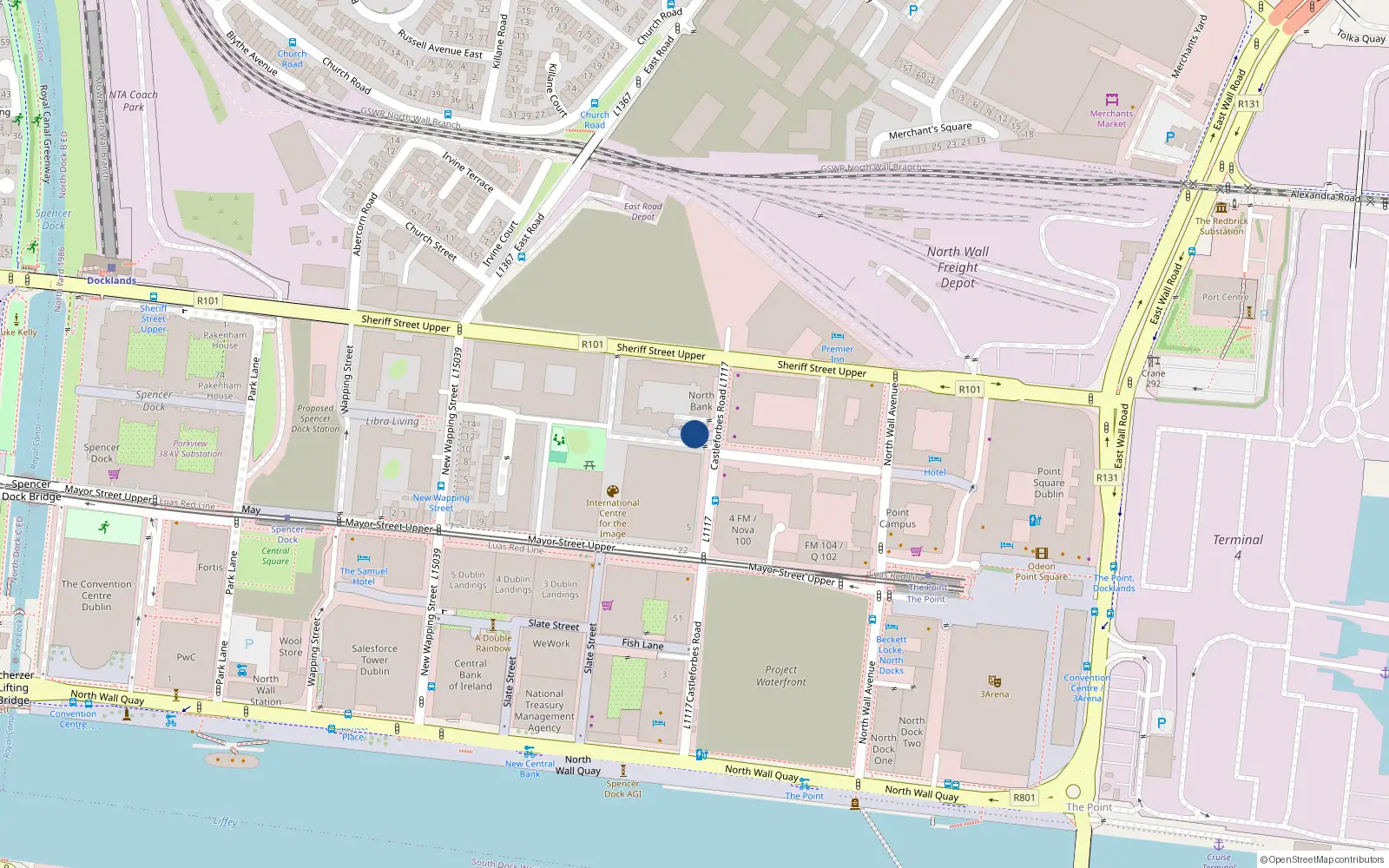 Overhead map showing the location of 5 Alexandra Terrace, North Wall