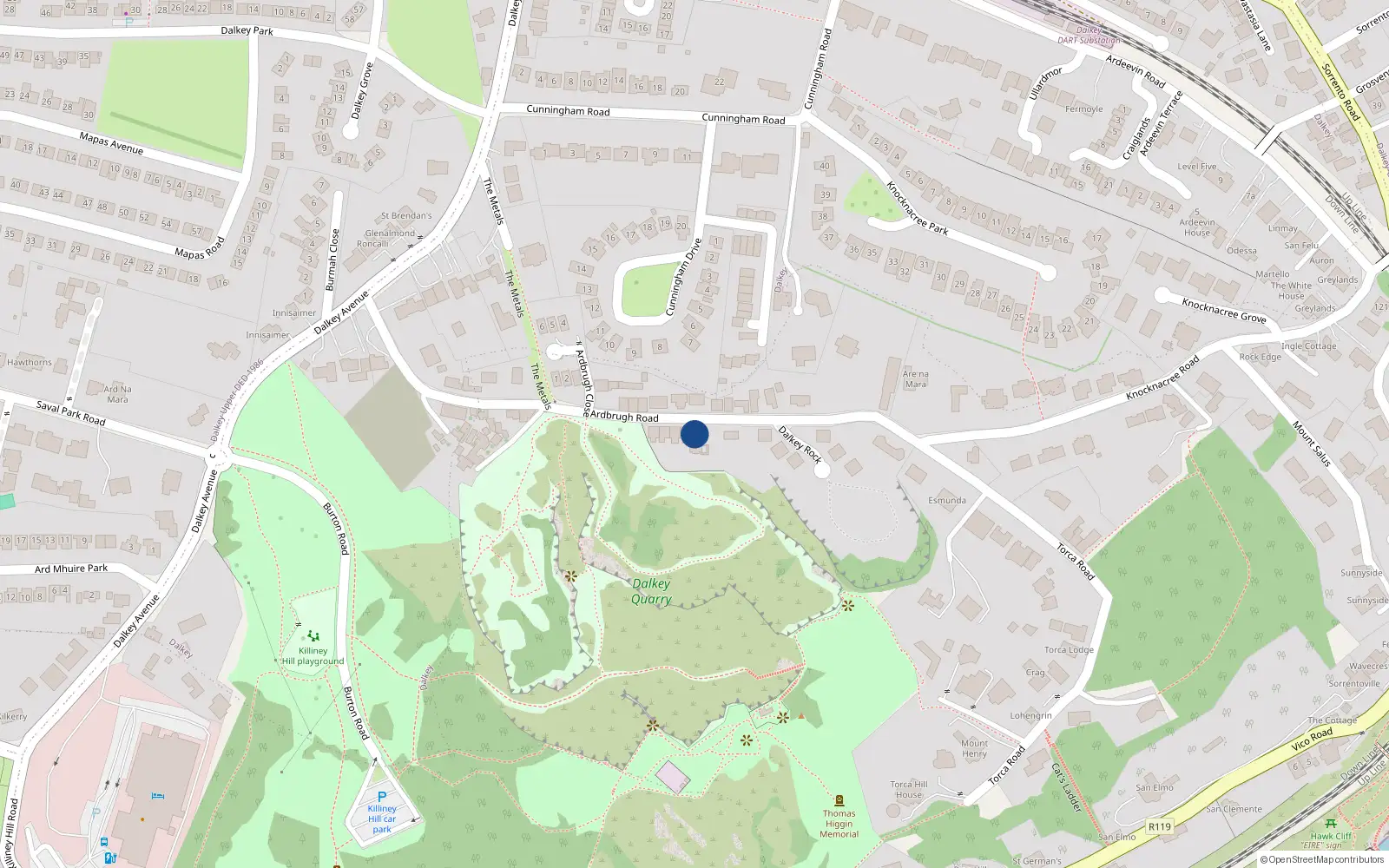 Overhead map showing the location of 5 Ardbrugh Villas, Ardbrugh Road, Dalkey