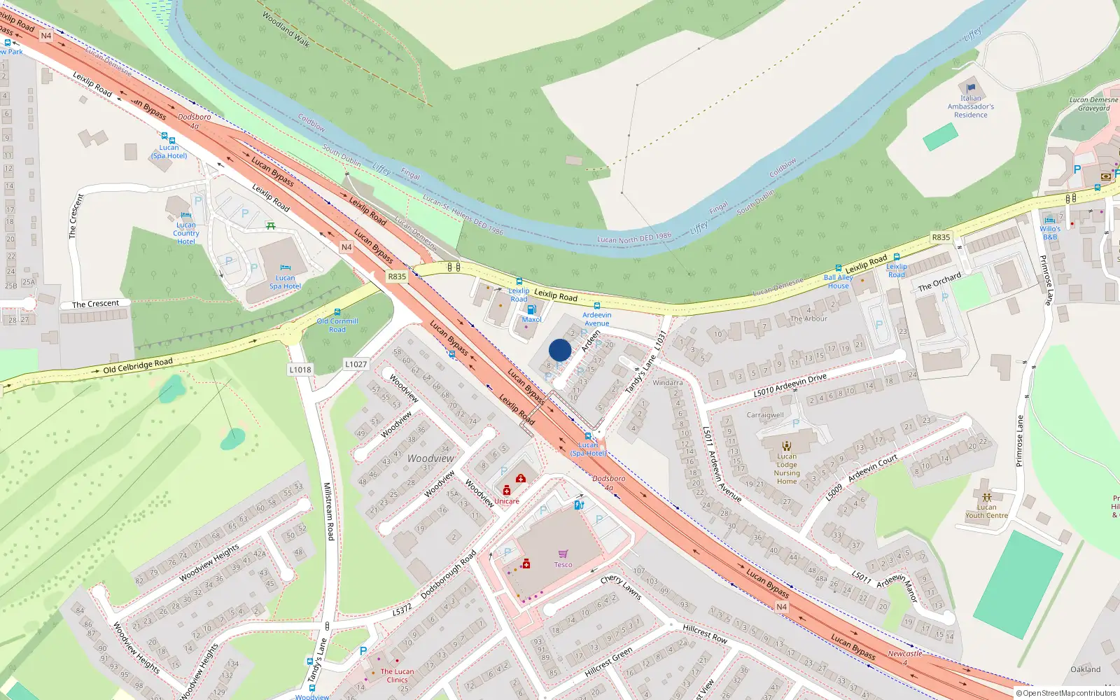 Overhead map showing the location of 5 Ardeen, Lucan