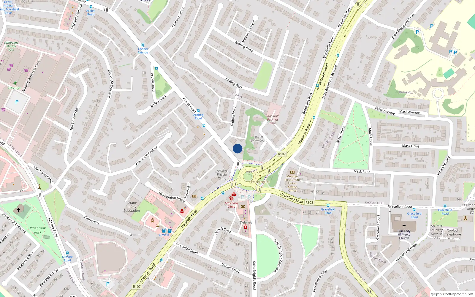 Overhead map showing the location of 5 Ardlea Road, Dublin 5