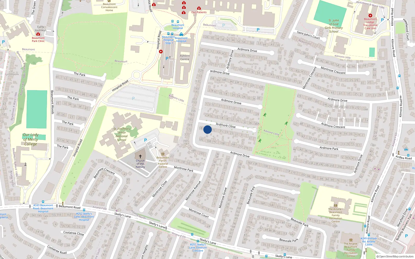 Overhead map showing the location of 5 Ardmore Close, Artane, Dublin 5