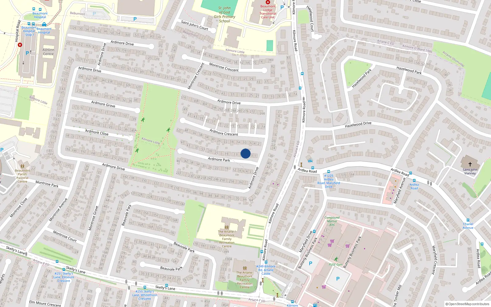 Overhead map showing the location of 5 Ardmore Park, Dublin