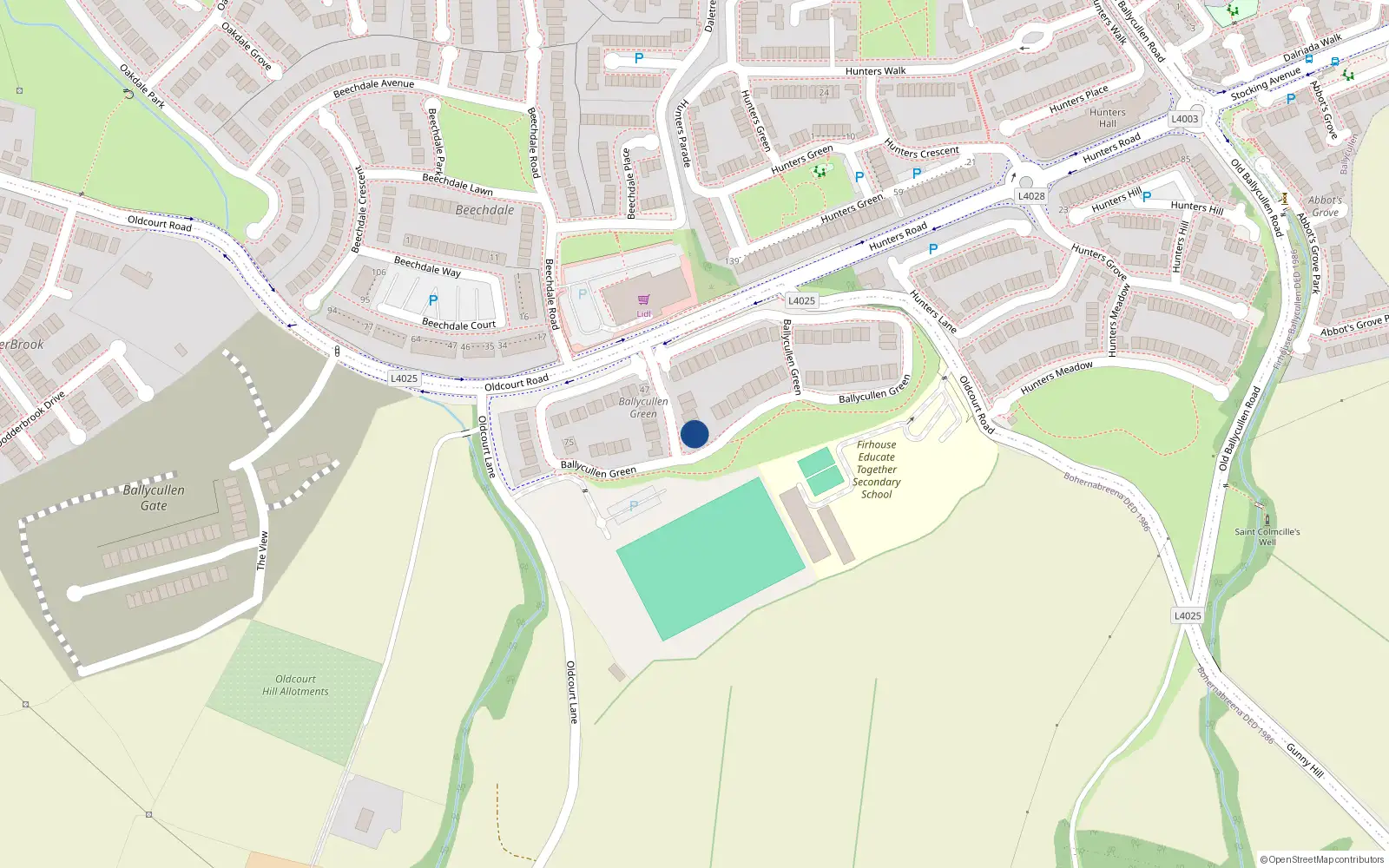 Overhead map showing the location of 5 Ballycullen Green, Dublin 24