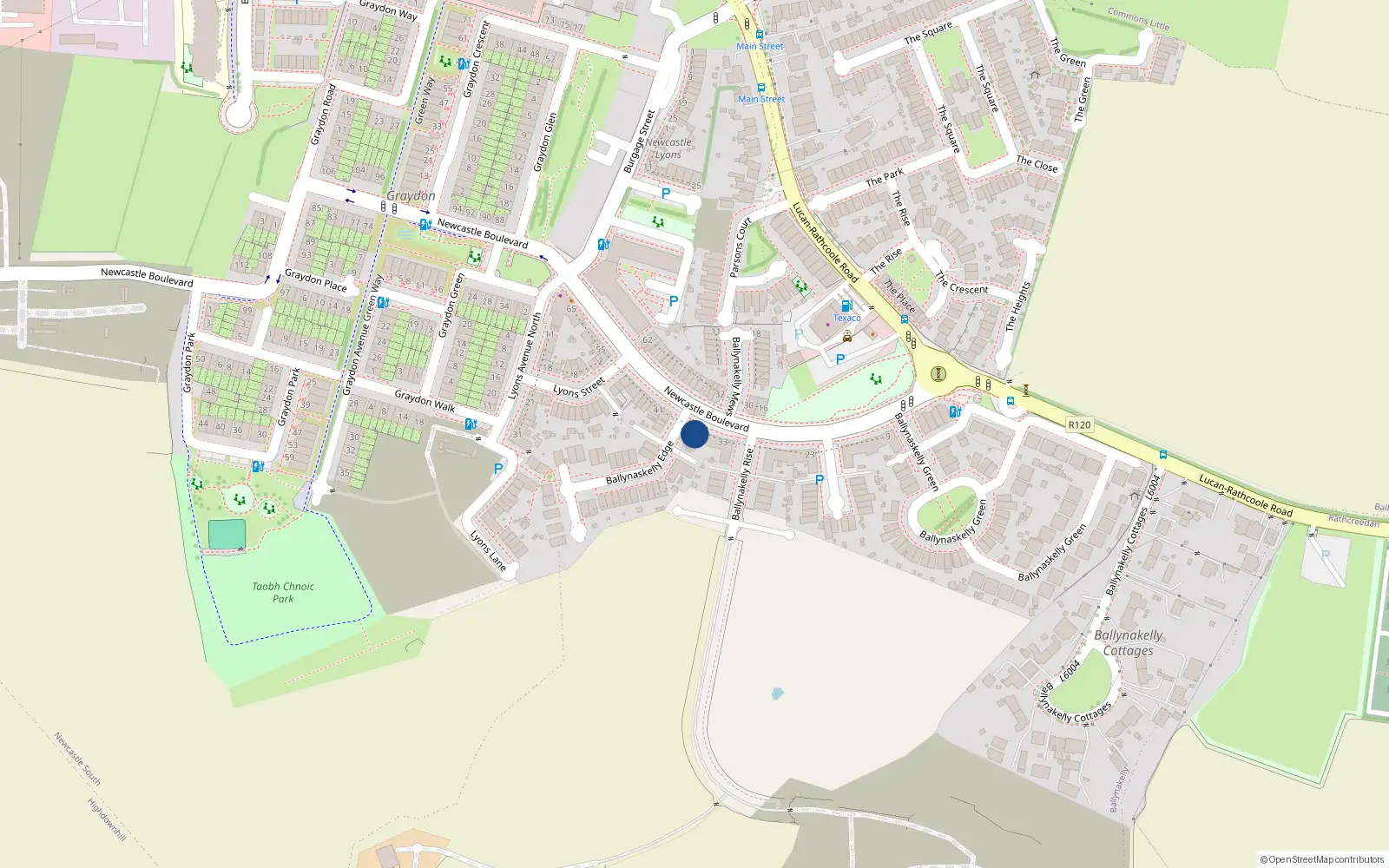 Overhead map showing the location of 5 Ballynakelly Edge, Newcastle South