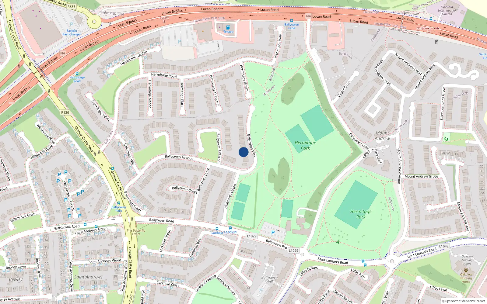 Overhead map showing the location of 5 Ballyowen View, Lucan, Dublin