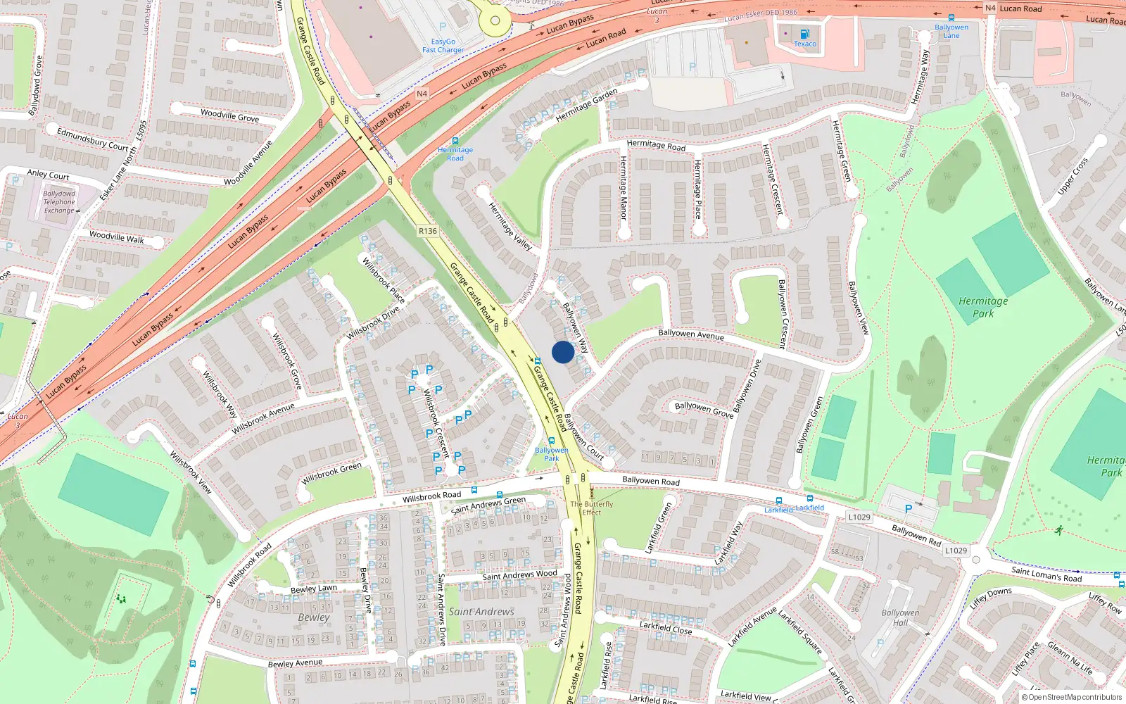 Overhead map showing the location of 5 Ballyowen Way, Lucan, Dublin