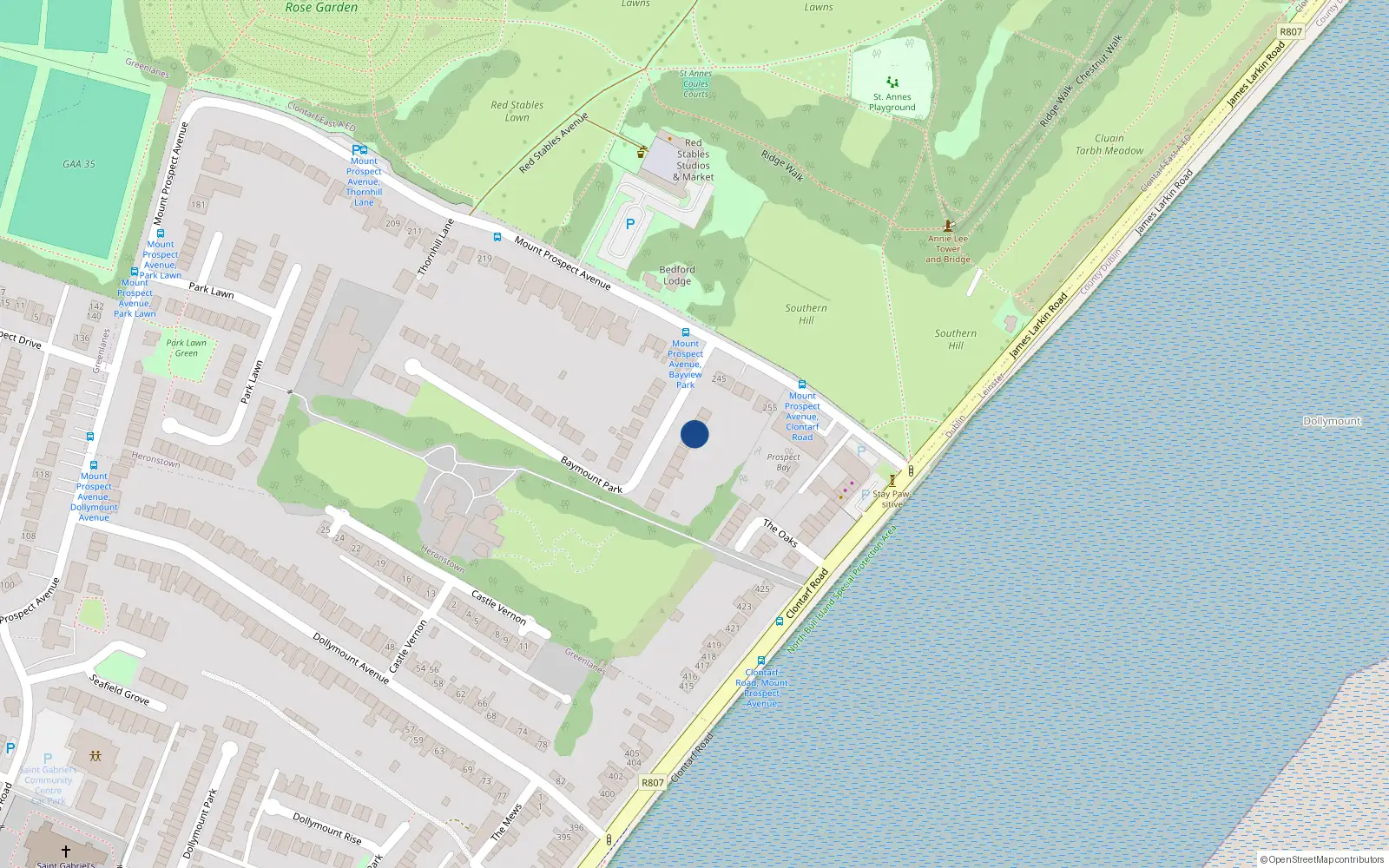 Overhead map showing the location of 5 Baymount Park, Dublin 3
