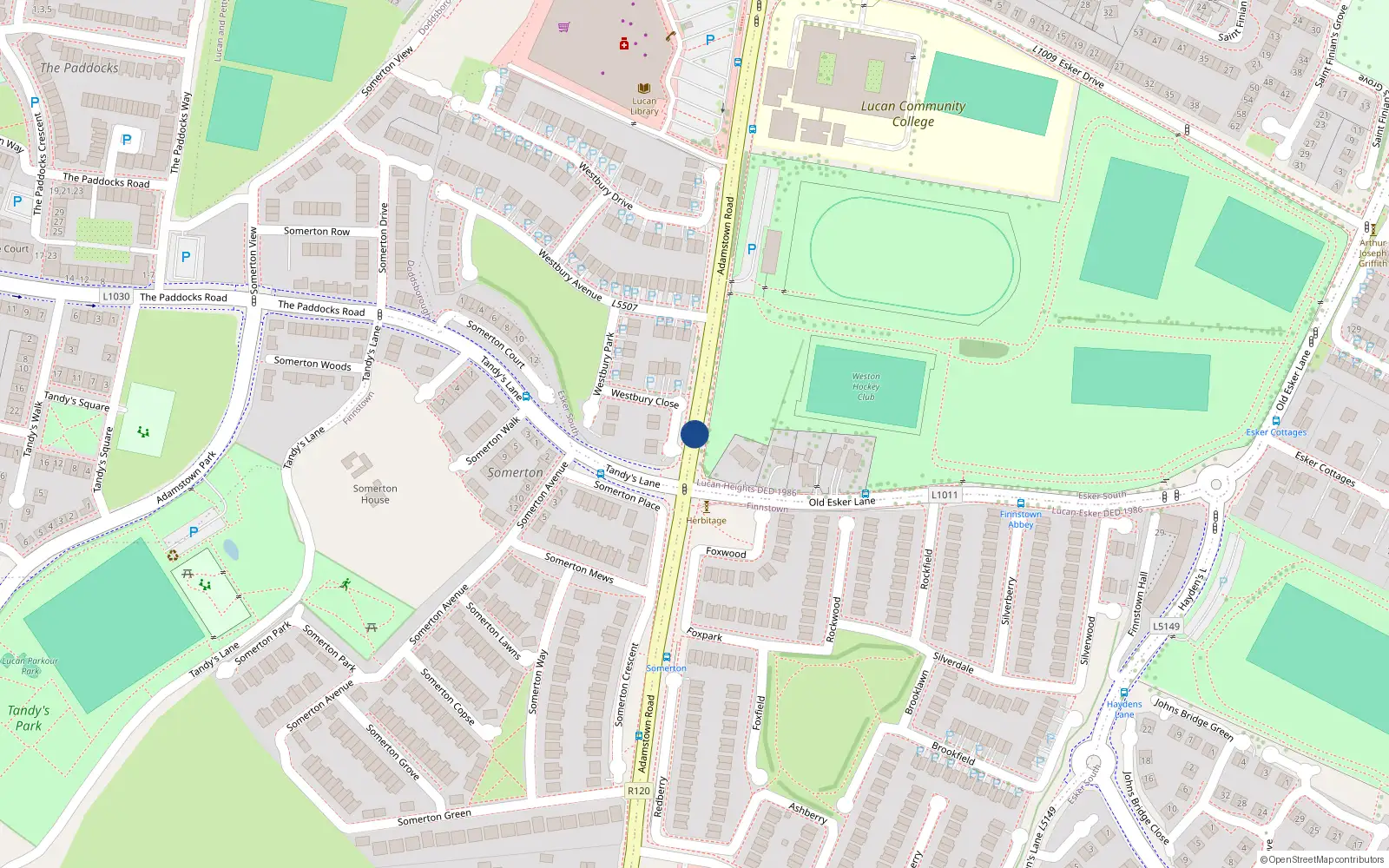 Overhead map showing the location of 5 Beaumont Cottages, Newcastle Road, Lucan