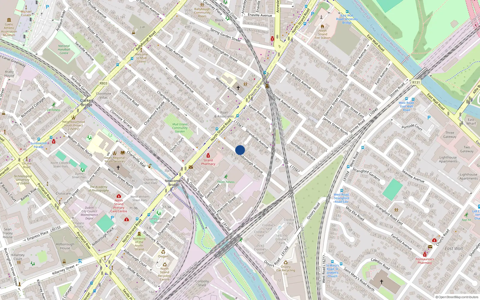 Overhead map showing the location of 5 Bessborough Avenue, North Strand