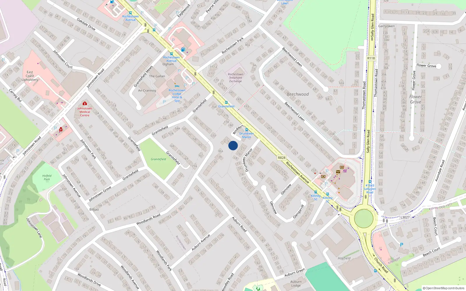 Overhead map showing the location of 5 Boulders, Rochestown Avenue, Dun Laoghaire