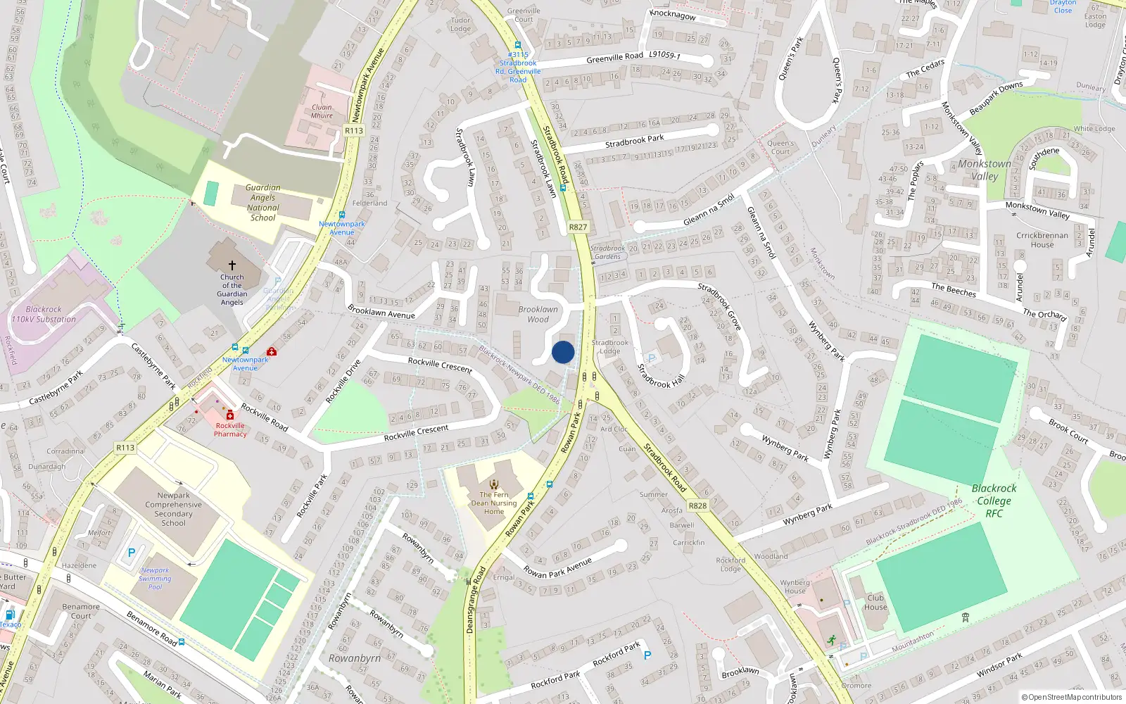 Overhead map showing the location of 5 Brooklawn Wood, Blackrock