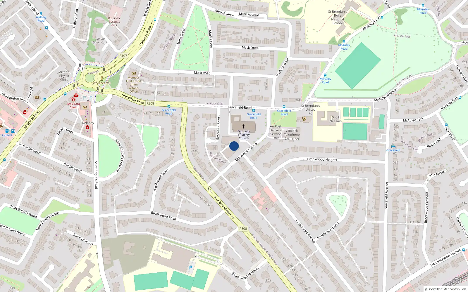 Overhead map showing the location of 5 Brookwood Abbey, Artane, Dublin 5