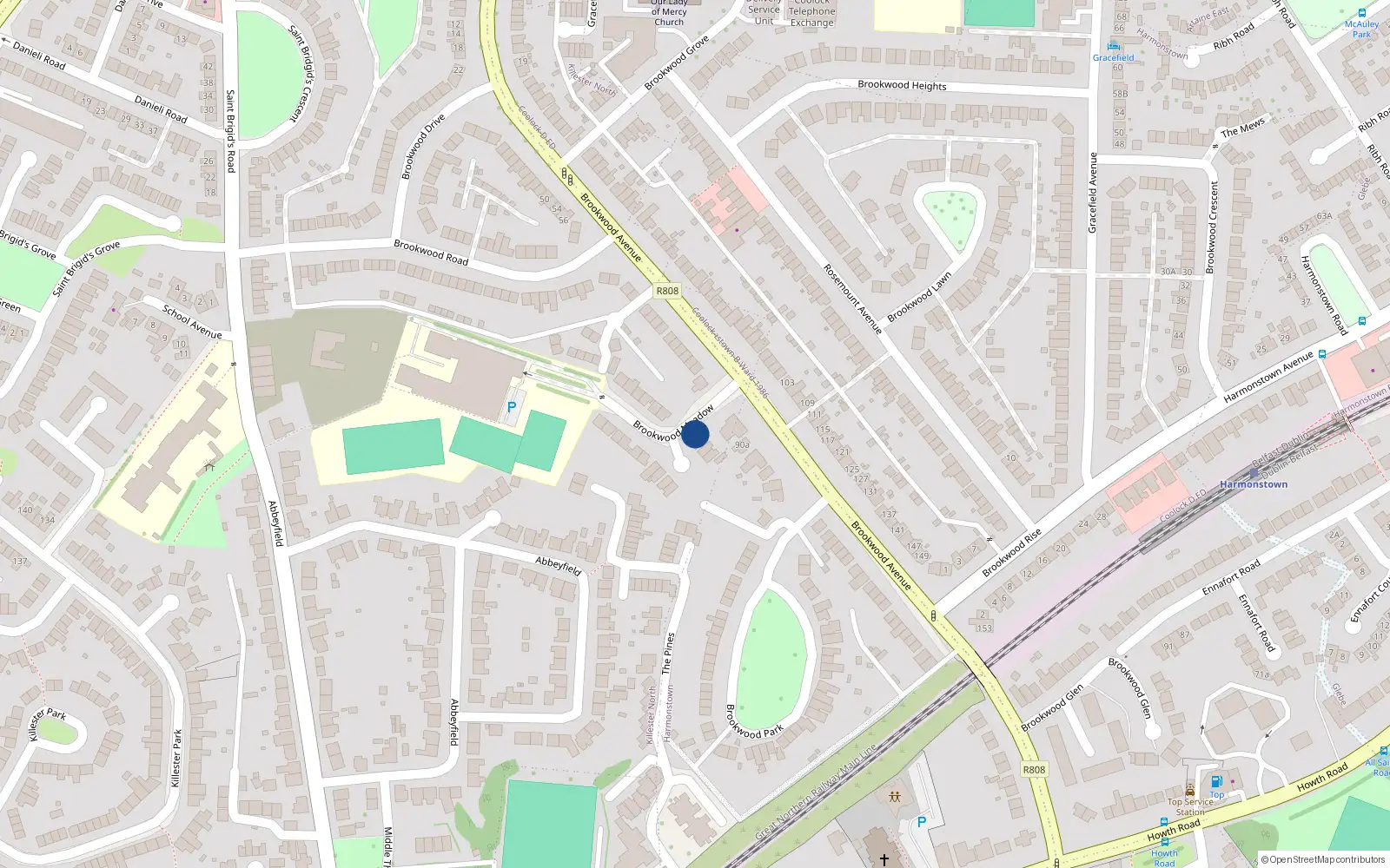 Overhead map showing the location of 5 Brookwood Hall, Dublin 5