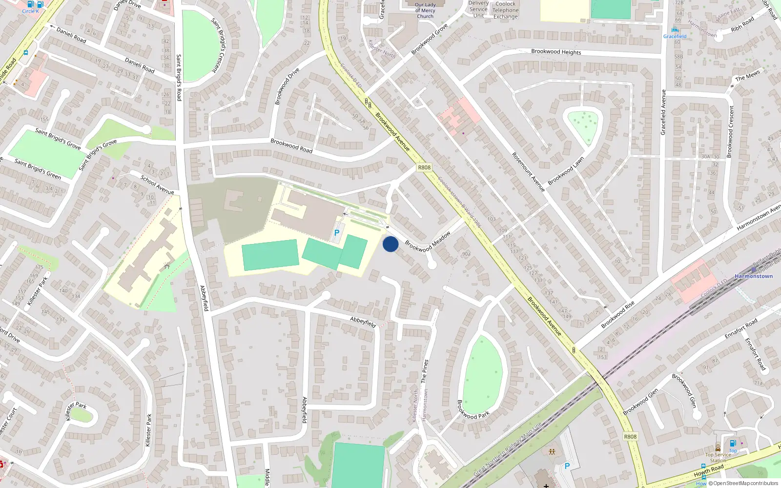 Overhead map showing the location of 5 Brookwood Meadow, Dublin 5